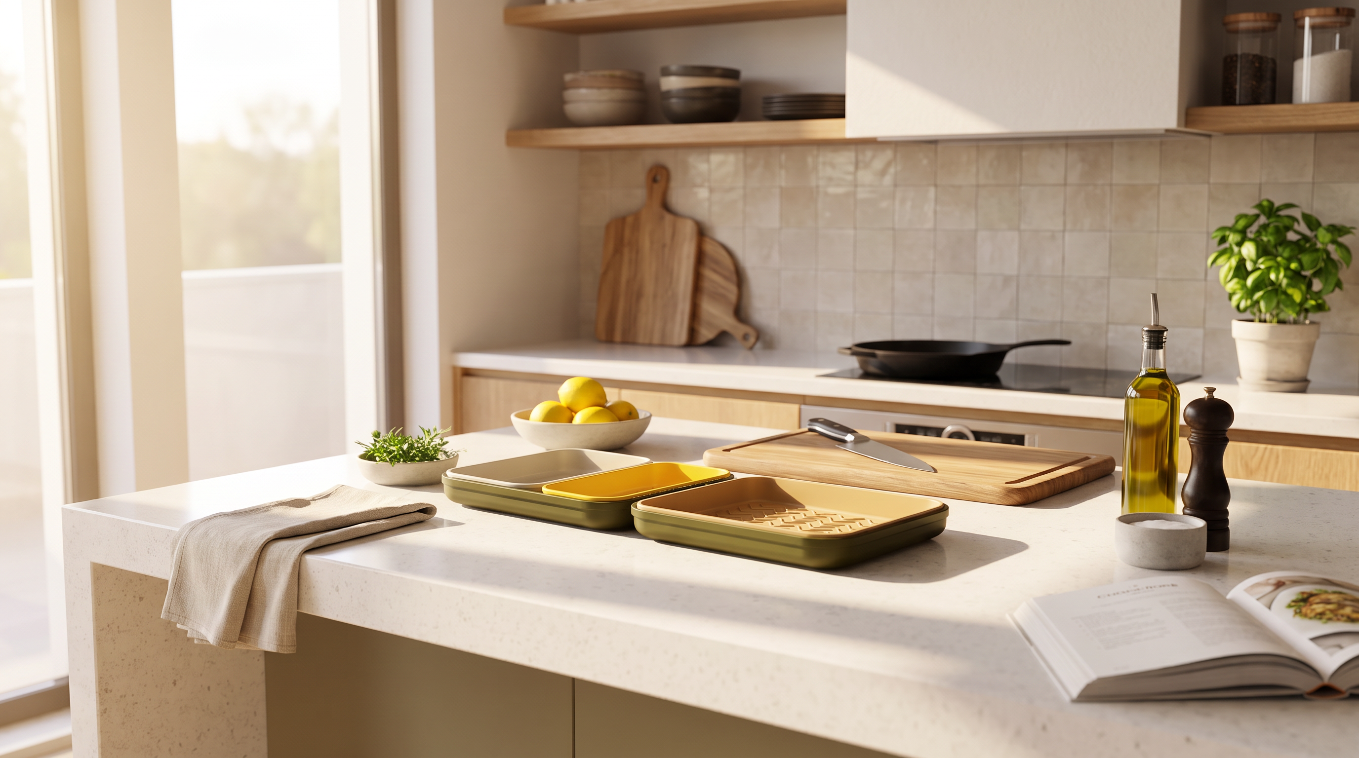 The open Cutlet Station displayed in a sunlit modern kitchen