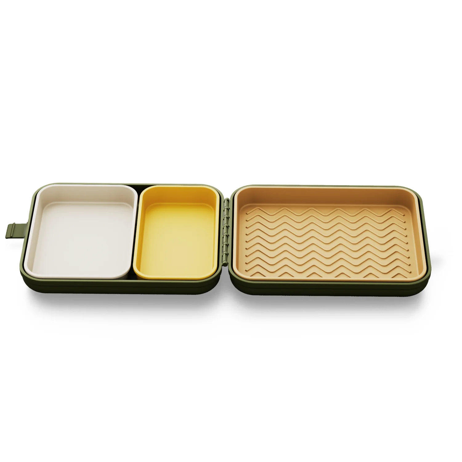 Open Cutlet Station showing three empty removable trays